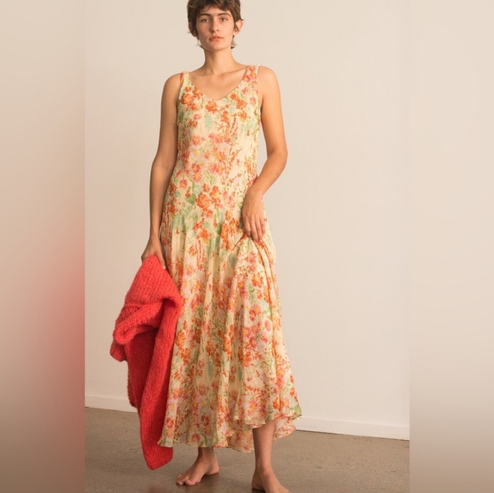 Jones New York Floral Maxi Dress in Cream and Pink